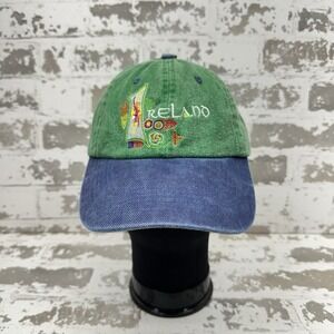 Traditional Craftwear Ireland Hat Green Blue 100% Cotton Zip Closure Irish